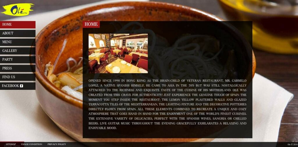 Ole Spanish Restaurant Homepage