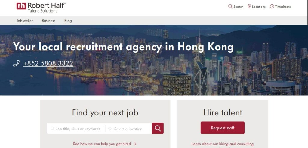 Robert Half Recruitment Agency Homepage