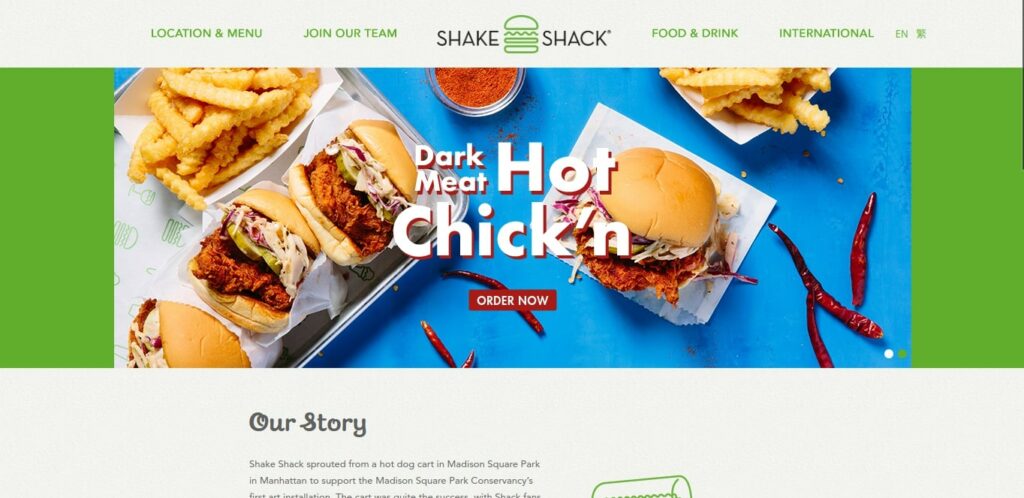 Shake Shack's Homepage