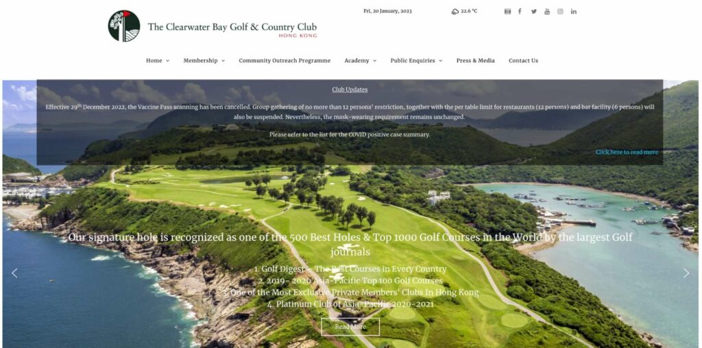 The Clearwater Bay Golf & Country Club's Homepage