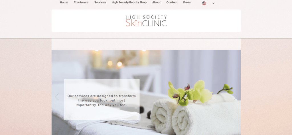 High Society Skin Clinic Homepage