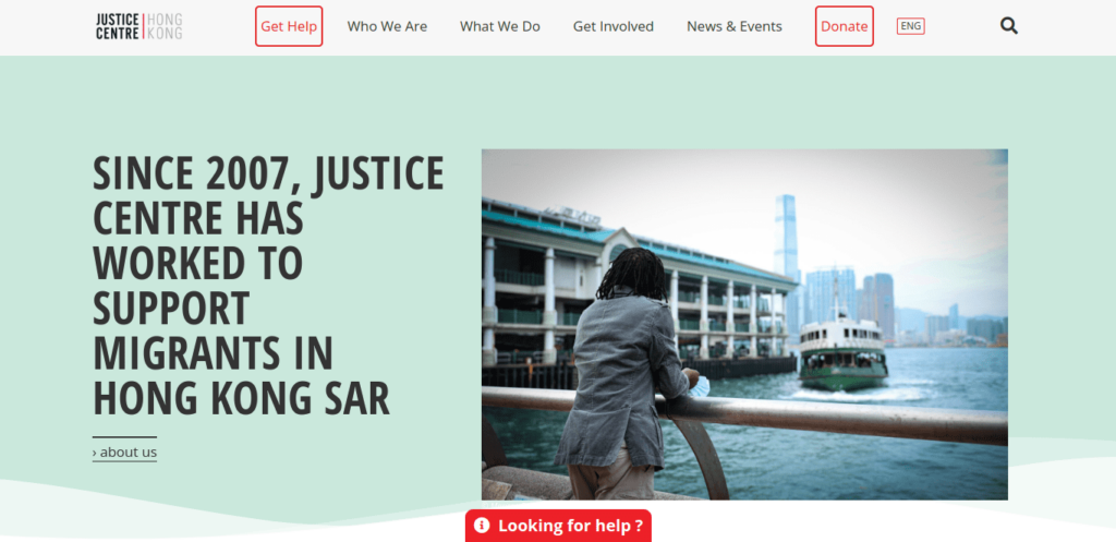 Justice Centre Hong Kong Homepage