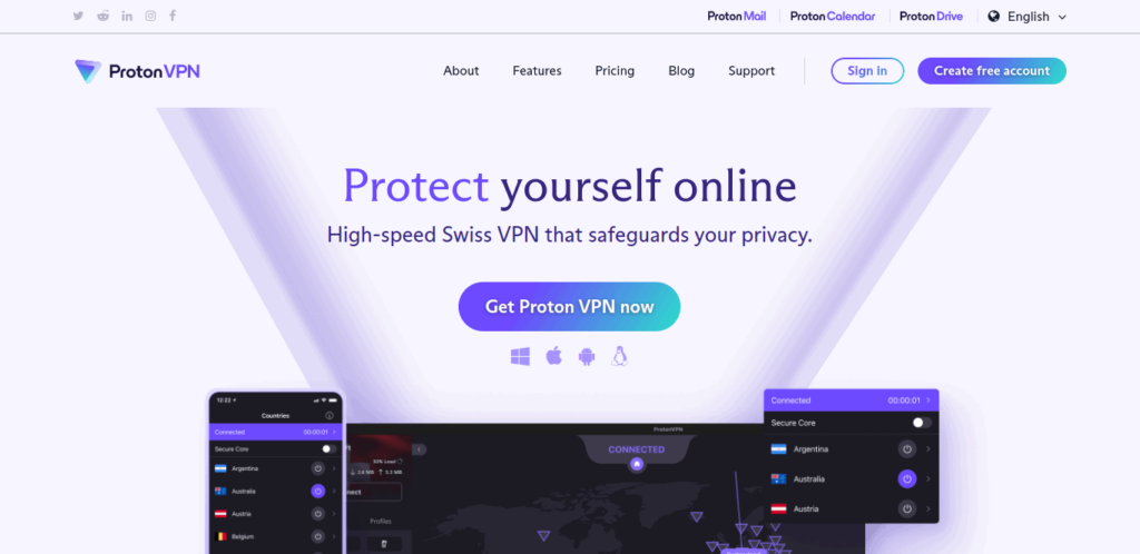 Proton VPN Homepage