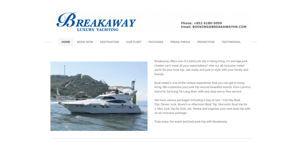 Breakaway Luxury Yachting Homepage