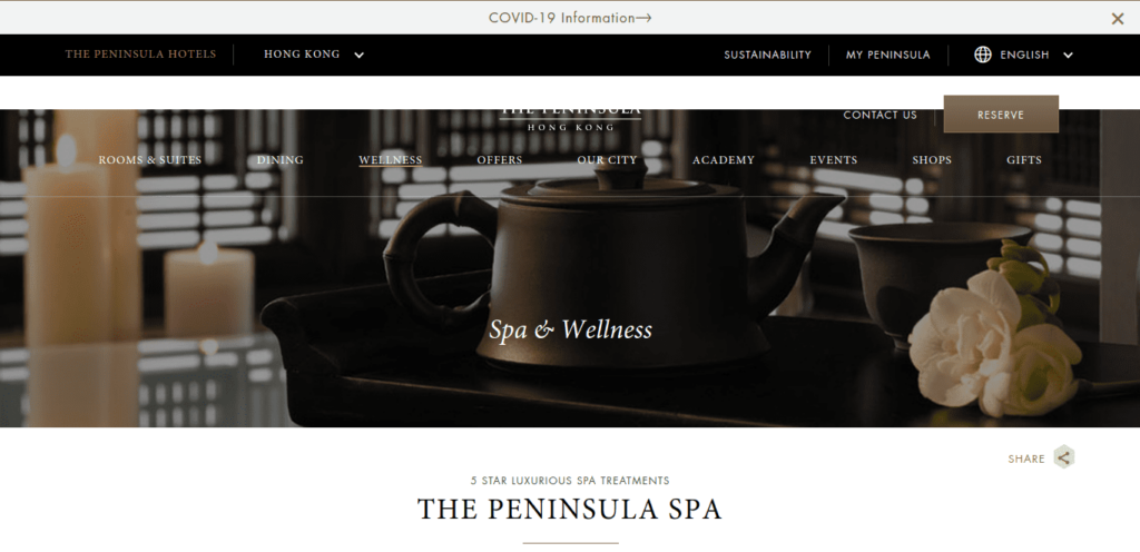 The Peninsula Spa Homepage