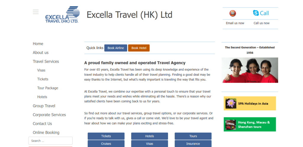 Excella Travel Homepage