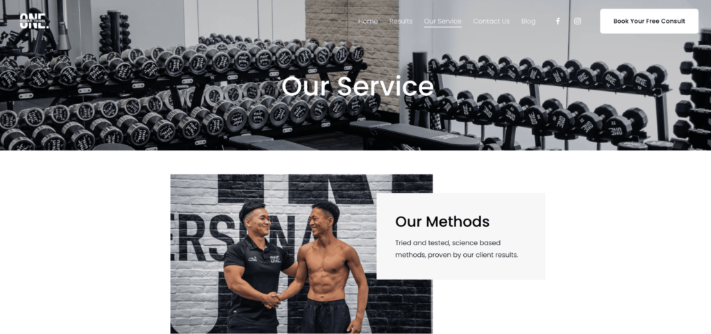 One Personal Training Homepage