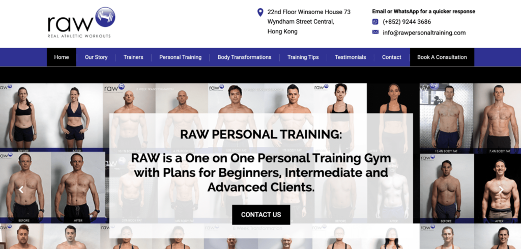 RAW Personal Training Homepage