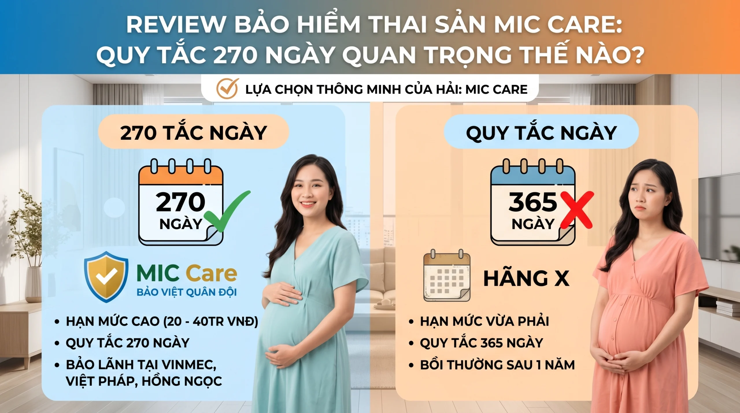 Review bảo hiểm thai sản MIC Care - Quy tắc 270 ngày quan trọng thế nào?